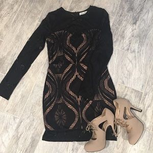 NWOT Long Sleeved Black Lace Dress